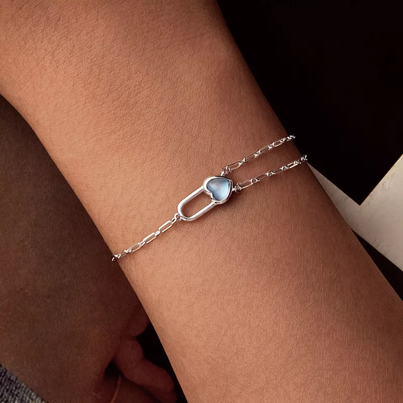 (imagen para) Pulsera de aguamarina natural estilo PANDORA - BSB191 - Ver 3
