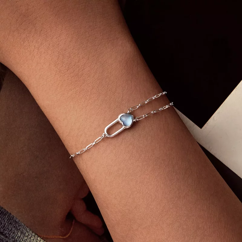 (imagen para) Pulsera de aguamarina natural estilo PANDORA - BSB191 - Ver 5