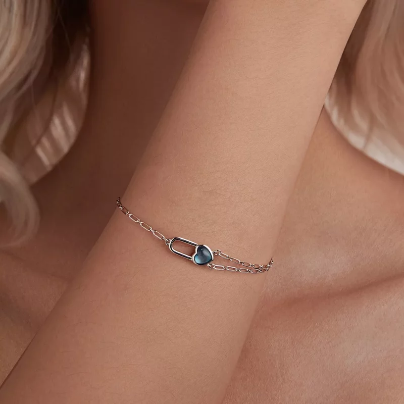 (imagen para) Pulsera de aguamarina natural estilo PANDORA - BSB191 - Ver 6