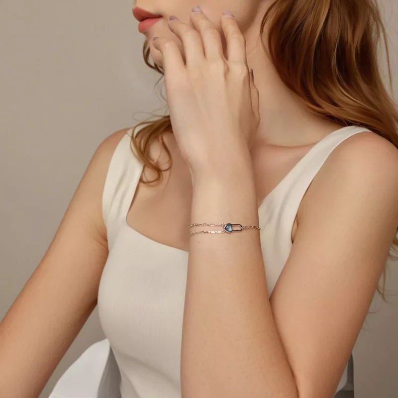 (imagen para) Pulsera de aguamarina natural estilo PANDORA - BSB191 - Ver 8