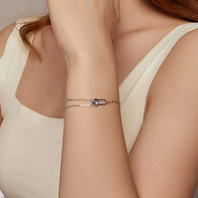(imagen para) Pulsera de aguamarina natural estilo PANDORA - BSB191 - Ver 9