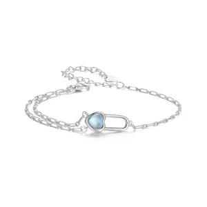 (imagen para) Pulsera de aguamarina natural estilo PANDORA - BSB191