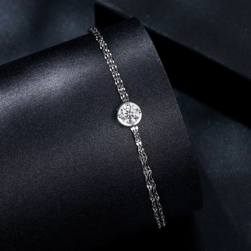 (imagen para) Pulsera de doble mosaico de moissanita de 0,5 ct estilo PANDORA (con un certific - Ver 2