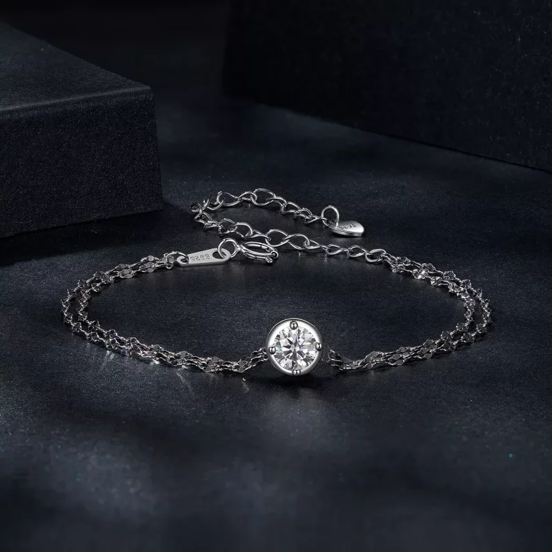 (imagen para) Pulsera de doble mosaico de moissanita de 0,5 ct estilo PANDORA (con un certific - Ver 3