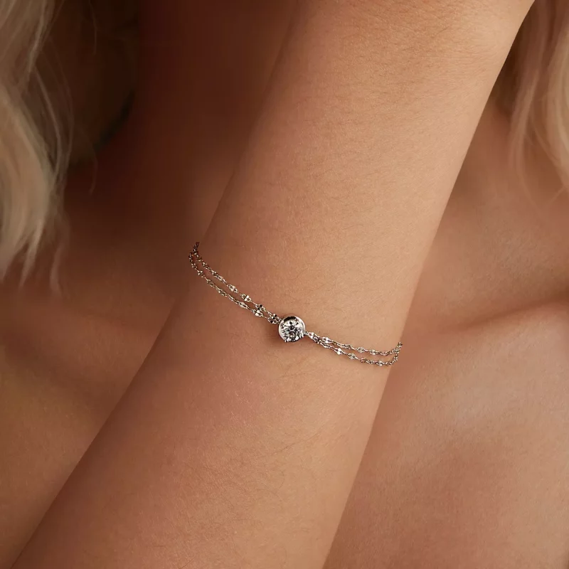 (imagen para) Pulsera de doble mosaico de moissanita de 0,5 ct estilo PANDORA (con un certific - Ver 4