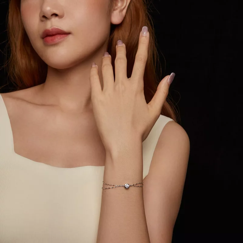 (imagen para) Pulsera de doble mosaico de moissanita de 0,5 ct estilo PANDORA (con un certific - Ver 6