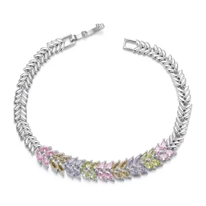 (imagen para) Pulsera de hojas brillantes estilo PANDORA - YIB067-ACF