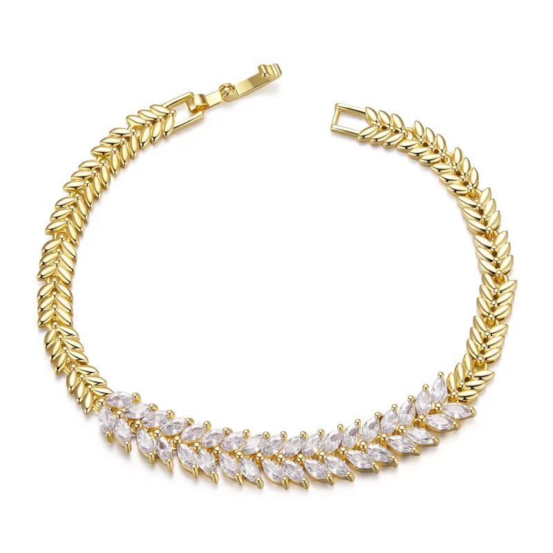 (imagen para) Pulsera de hojas brillantes estilo PANDORA - YIB067-B