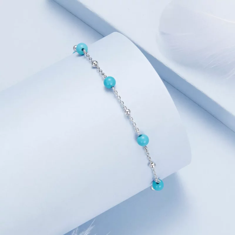 (imagen para) Pulsera turquesa estilo PANDORA - BSB197 - Ver 2