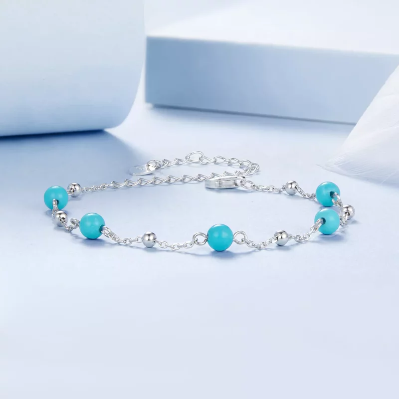 (imagen para) Pulsera turquesa estilo PANDORA - BSB197 - Ver 3