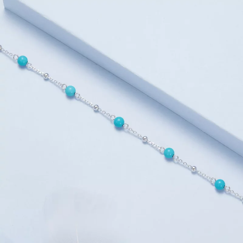 (imagen para) Pulsera turquesa estilo PANDORA - BSB197 - Ver 4