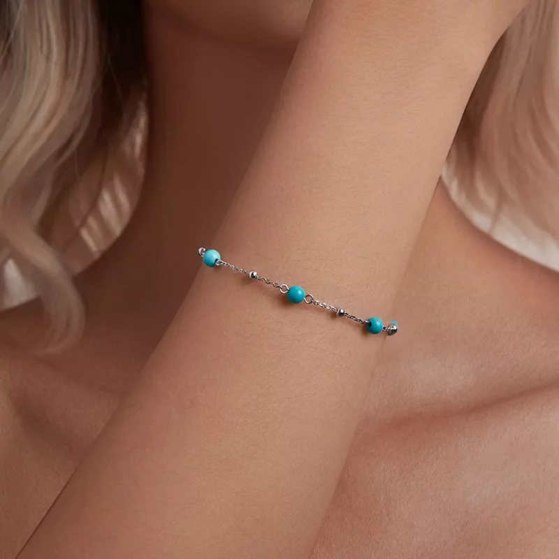 (imagen para) Pulsera turquesa estilo PANDORA - BSB197 - Ver 5
