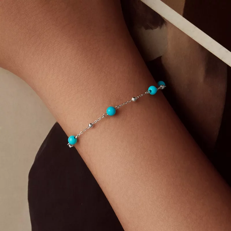 (imagen para) Pulsera turquesa estilo PANDORA - BSB197 - Ver 6