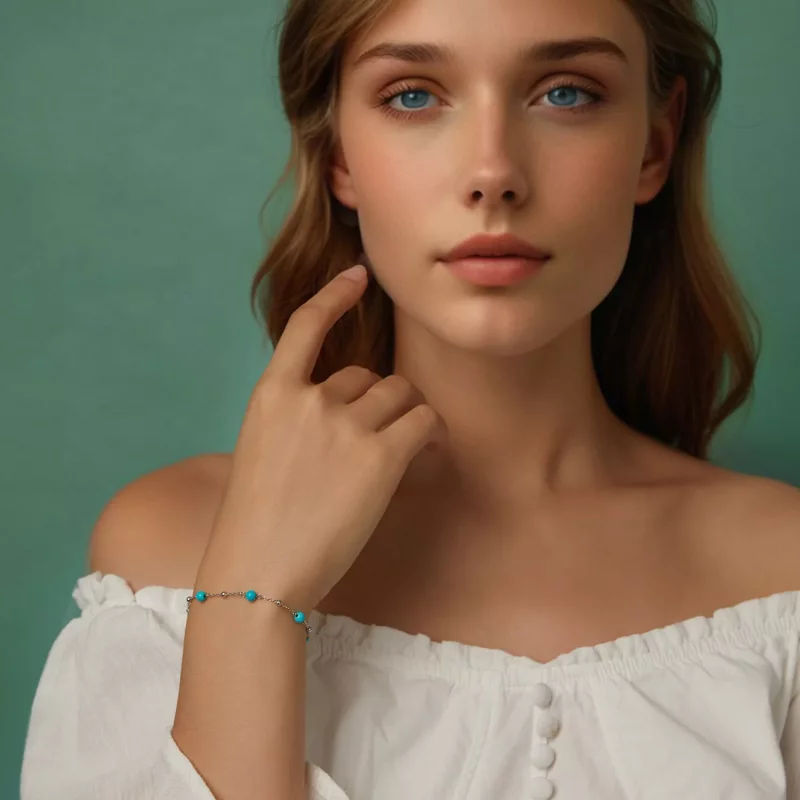 (imagen para) Pulsera turquesa estilo PANDORA - BSB197 - Ver 7
