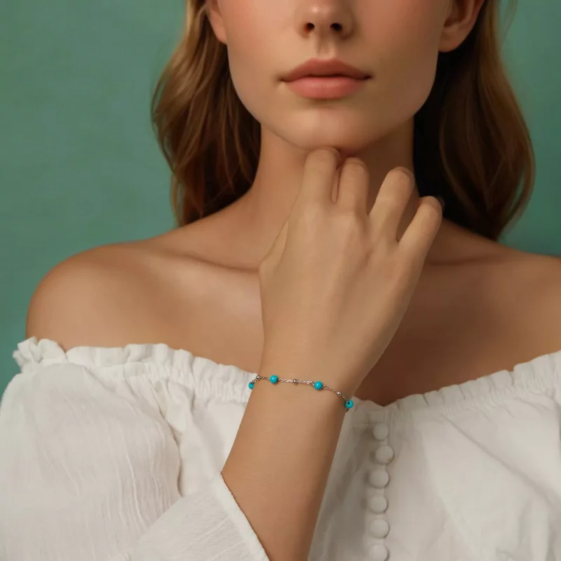 (imagen para) Pulsera turquesa estilo PANDORA - BSB197 - Ver 8