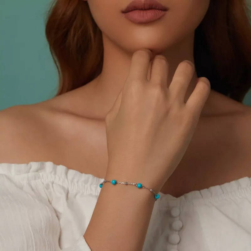(imagen para) Pulsera turquesa estilo PANDORA - BSB197 - Ver 10