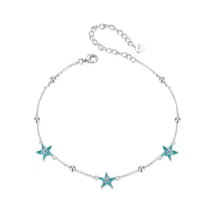 (imagen para) Tobillera con estrella de mar y color verde azulado estilo PANDORA - SCT026