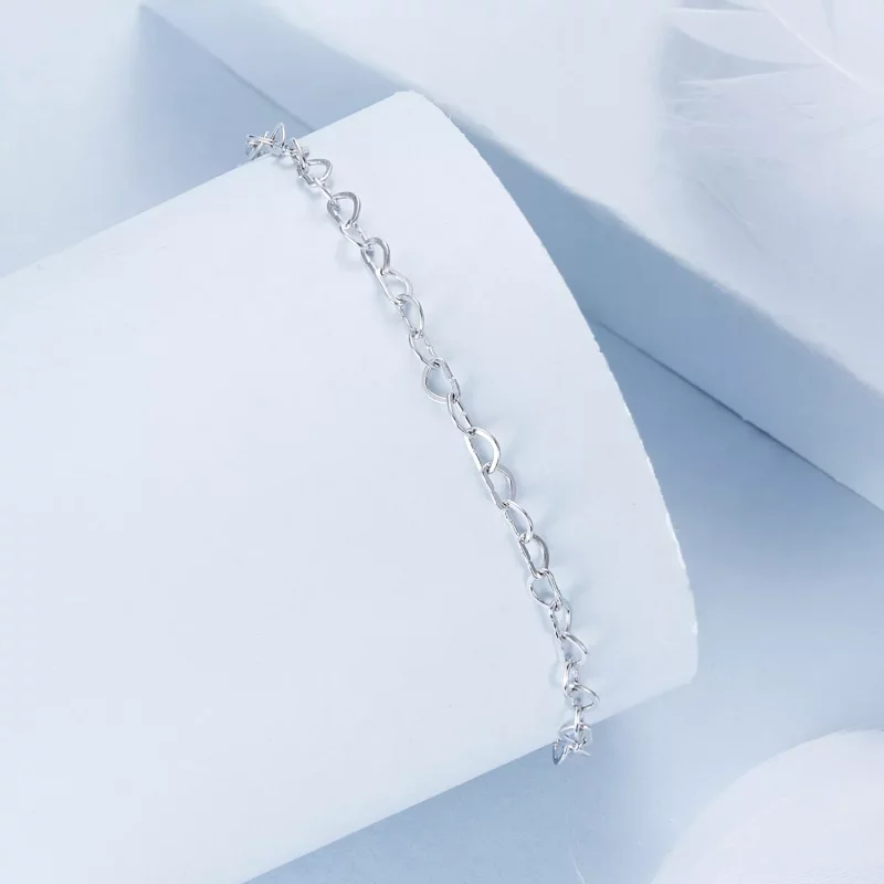 (imagen para) Tobillera con forma de corazón estilo PANDORA - BST007 - Ver 2
