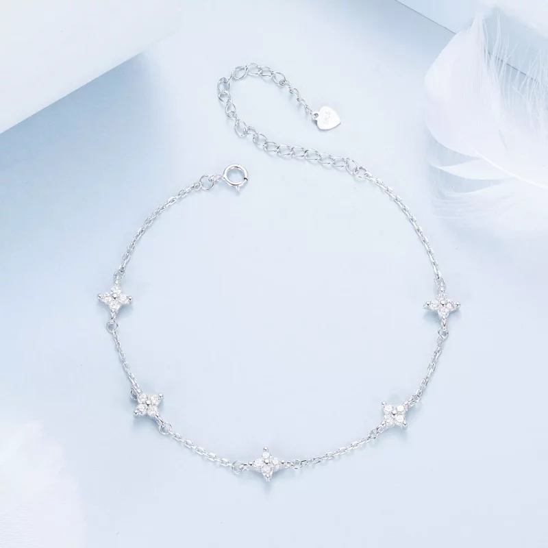 (imagen para) Tobillera con trébol de cuatro hojas estilo PANDORA - BST008 - Ver 3