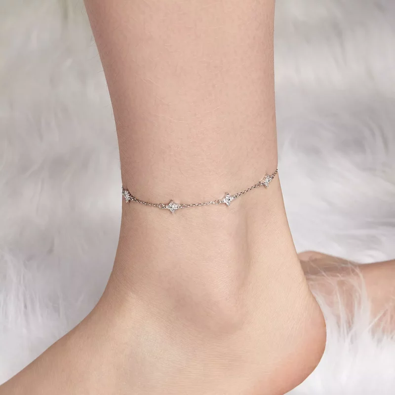 (imagen para) Tobillera con trébol de cuatro hojas estilo PANDORA - BST008 - Ver 4