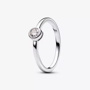(imagen para) Anillo con bisel de diamantes cultivados en laboratorio de Pandora Era, plata esterlina de 0,25 quilates en total - 192900C01