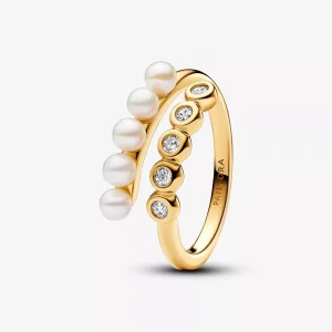 (imagen para) Anillo Pandora Abierto Perlas Cultivadas de Agua Dulce y Gemas - 163146C01