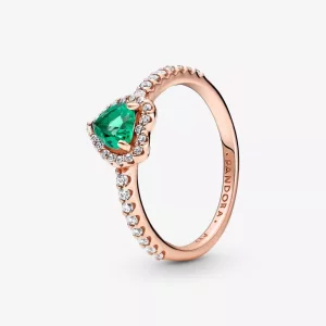 (imagen para) Anillo Pandora Corazón Brillante Elevado Verde - 188421C03
