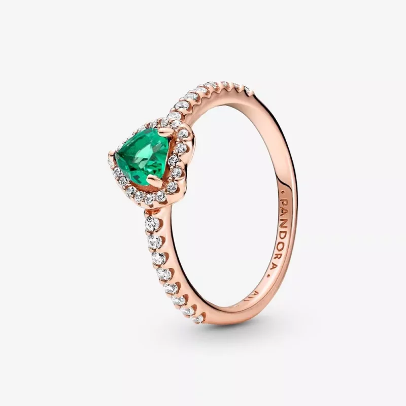 (imagen para) Anillo Pandora Corazón Brillante Elevado Verde - 188421C03