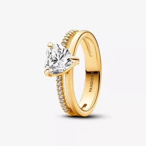 (imagen para) Anillo Pandora Corazón Doble Banda - 163100C01