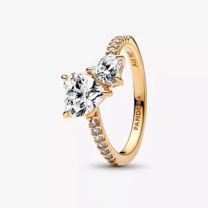 (imagen para) Anillo Pandora Corazón Doble Brillante - 161198C01