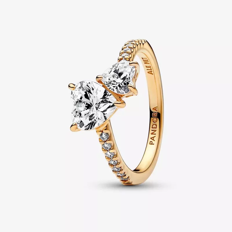 (imagen para) Anillo Pandora Corazón Doble Brillante - 161198C01