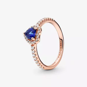 (imagen para) Anillo Pandora Corazón en Relieve Azul Brillante - 188421C01