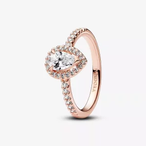 (imagen para) Anillo Pandora Halo Brillante Corte Pera - 182835C01