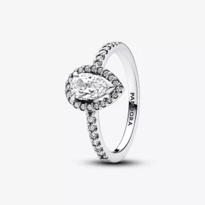 (imagen para) Anillo Pandora Halo Brillante Corte Pera - 192835C01