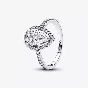 (imagen para) Anillo Pandora Halo Brillante Grande Corte Pera - 193012C01