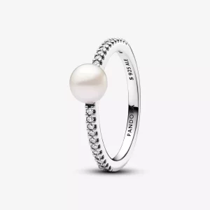 (imagen para) Anillo Pandora Perla Cultivada de Agua Dulce y Pavé - 193158C01