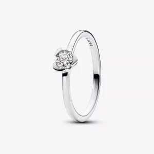 (imagen para) Anillo Pandora Talisman con forma de corazón de diamantes cultivados en laboratorio, 0,25 quilates en total, plata de ley - 193115C01