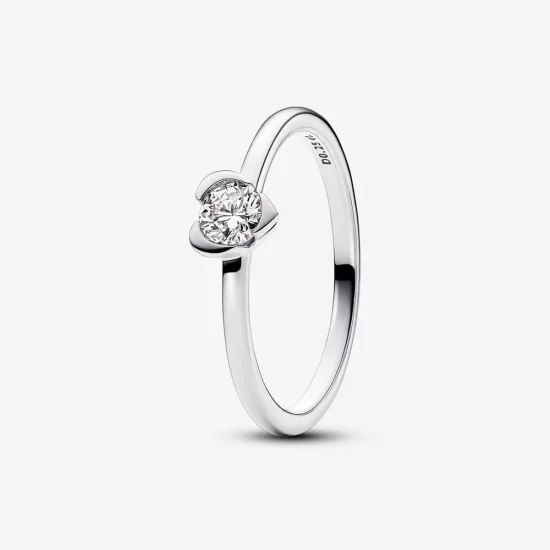 (imagen para) Anillo Pandora Talisman con forma de corazón de diamantes cultivados en laboratorio, 0,25 quilates en total, plata de ley - 193115C01