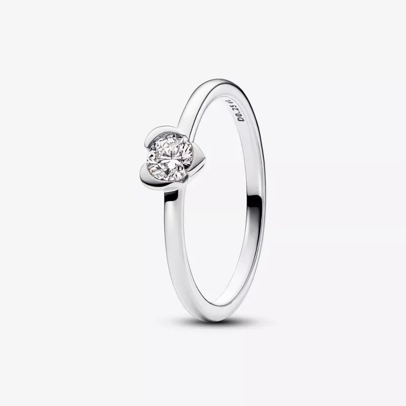 (imagen para) Anillo Pandora Talisman con forma de corazón de diamantes cultivados en laboratorio, 0,25 quilates en total, plata de ley - 193115C01