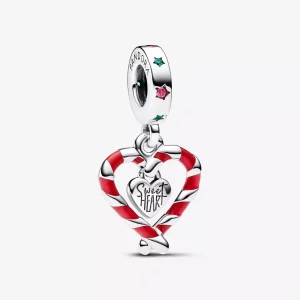 Charm Colgante Pandora Corazón Bastón Caramelo Doble de Navidad - 792822C01 (imagen para) Charm Colgante Pandora Corazón Bastón Caramelo Doble de Navidad - 792822C01
