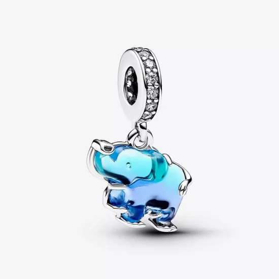 (imagen para) Charm Colgante Pandora de Cristal de Murano Azul Elefante - 793339C01