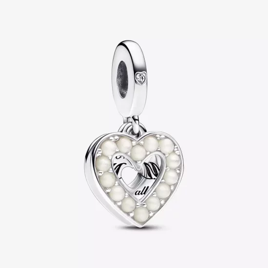 (imagen para) Charm Colgante Pandora Doble Corazón Blanco Anacarado - 792649C01