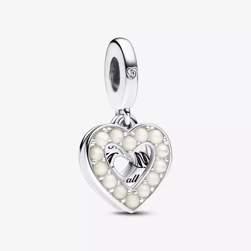 (imagen para) Charm Colgante Pandora Doble Corazón Blanco Anacarado - 792649C01