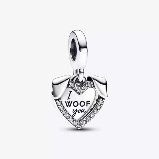 (imagen para) Charm Colgante Pandora Doble Corazón y Perro - 792647C01