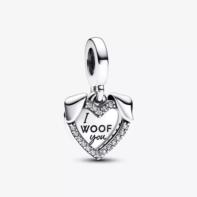 (imagen para) Charm Colgante Pandora Doble Corazón y Perro - 792647C01