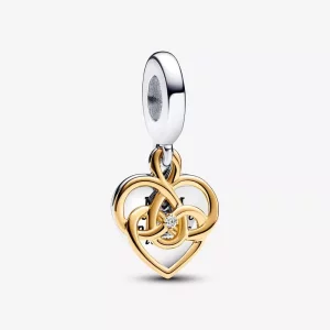 (imagen para) Charm Colgante Pandora Doble Grabable Mama con un Diamante Sintético Creado en Laboratorio - 763237C01