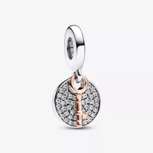 (imagen para) Charm Colgante Pandora Doble Llave a la Felicidad en Dos Tonos - 783236C01