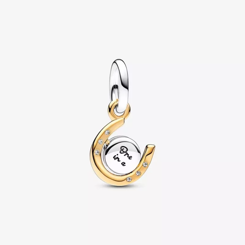 (imagen para) Charm Colgante Pandora Herradura Disco Giratorio en Dos Tonos - 762713C01
