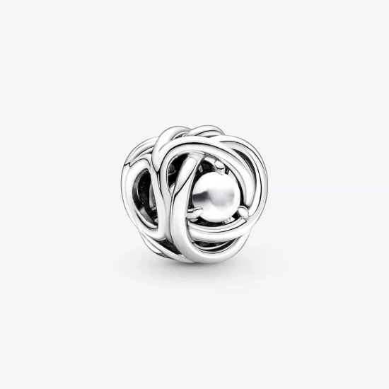 (imagen para) Charm de círculo de eternidad de madreperla blanca de junio de Pandora - 790064C04