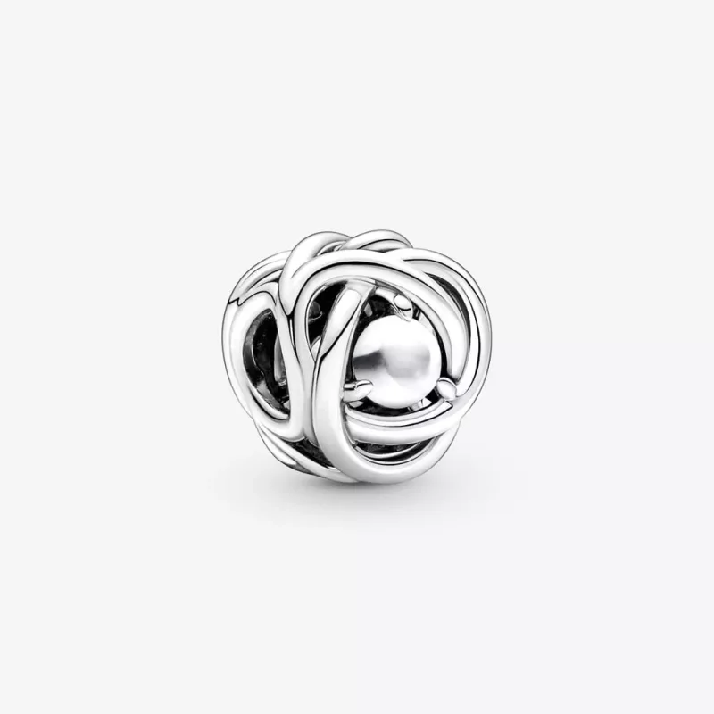 (imagen para) Charm de círculo de eternidad de madreperla blanca de junio de Pandora - 790064C04